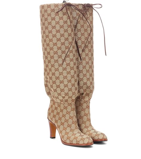 gucci gg knee high boots|Gucci print thigh high boots.